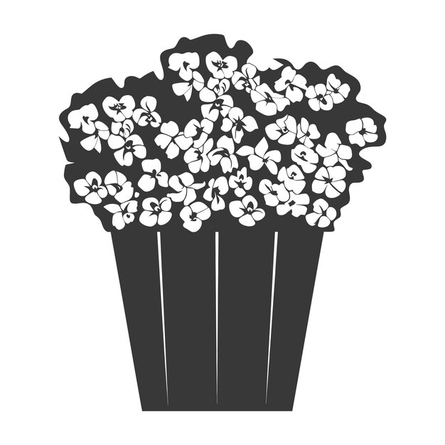 Vector silhouet popcorn in de doos zwarte kleur alleen vol