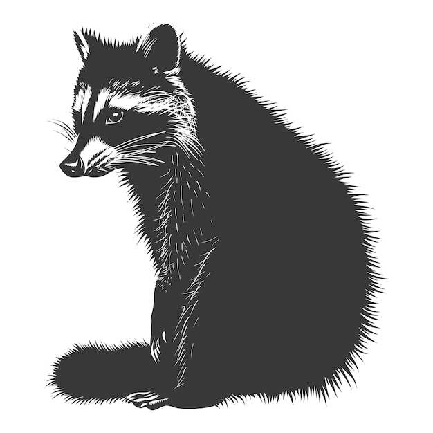 Vector silhouet raccoon dierlijke zwarte kleur alleen volledig lichaam