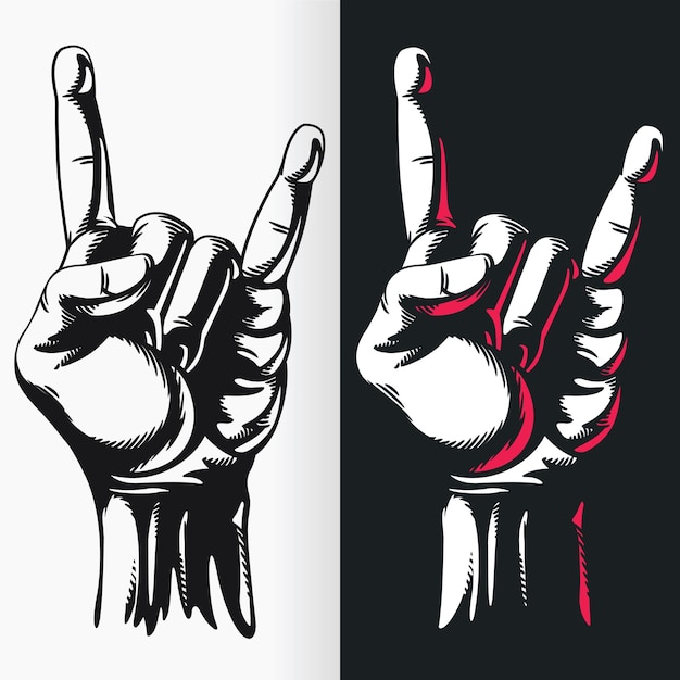 Vector silhouet rock n roll handgebaar teken stencil