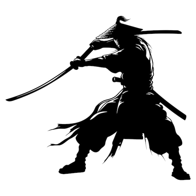 Silhouet samurai zwarte kleur alleen full body