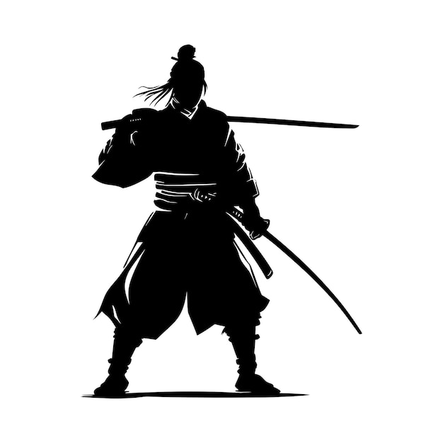 Silhouet samurai zwarte kleur alleen full body