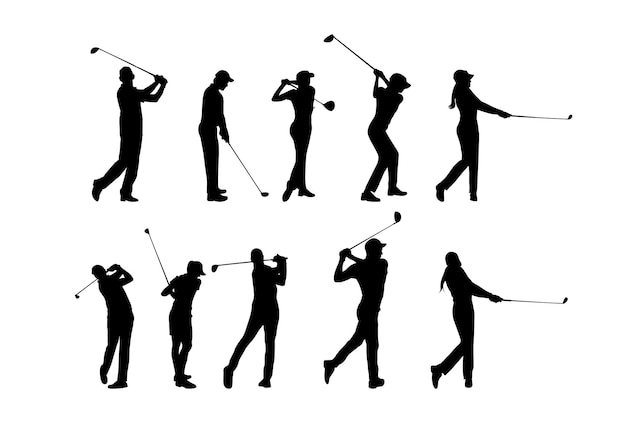 Silhouet set van golfer