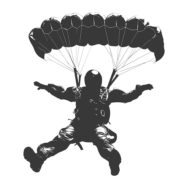 Silhouet skydiver man volledig lichaam alleen zwarte kleur