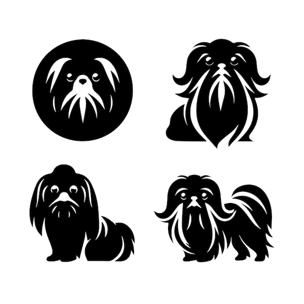 Vector silhouet solid vector icon set van hondenrassen honden pooch hound puppy mutt pet doggy