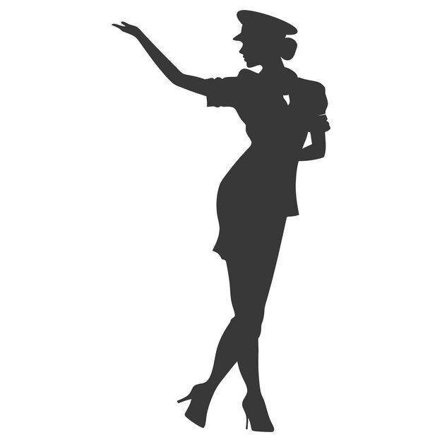 Vector silhouet stewardess in actie vol lichaam alleen zwarte kleur