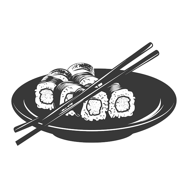 Silhouet Sushi of kimbab Schotel alleen zwarte kleur