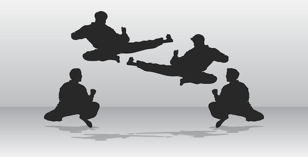 silhouet taekwondo kick beweging