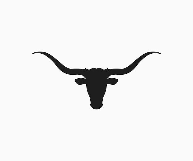 Vector silhouet texas longhorn vector bull head logo icon vector
