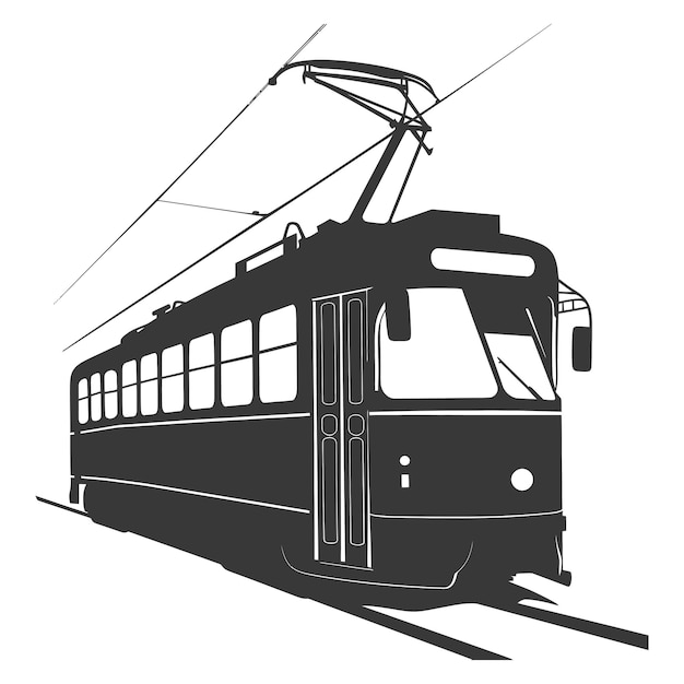 Vector silhouet tram kabelbaan spoorweg alleen zwarte kleur