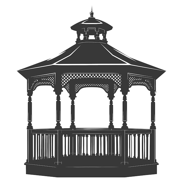 Silhouet tuin gazebo zwarte kleur alleen vol