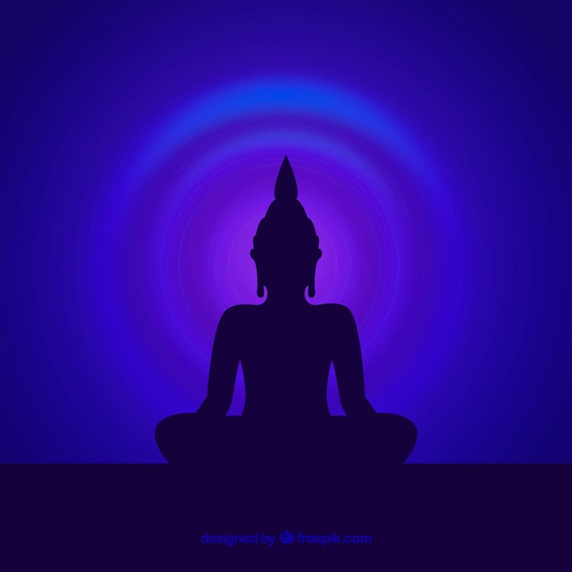 Silhouet van budha met plat ontwerp