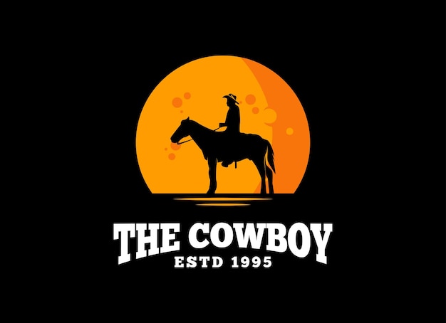 Silhouet van cowboy logo ontwerp ranch cowboy stijl logo