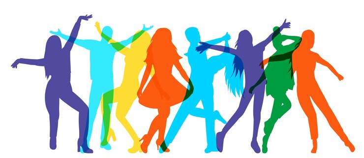 Vector silhouet van dansende mensen op witte achtergrond geïsoleerde vector