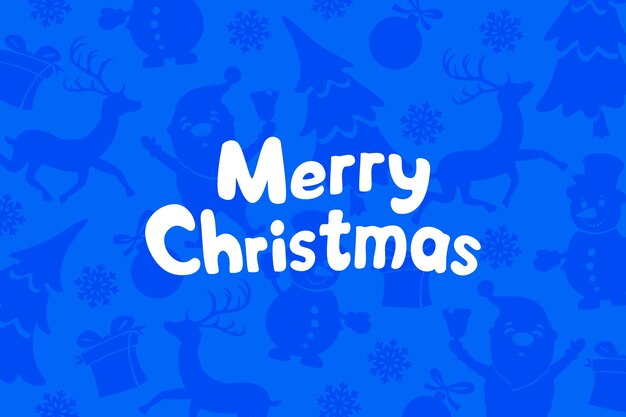 Silhouet van de kerstboom en geschenken op een blauwe achtergrond