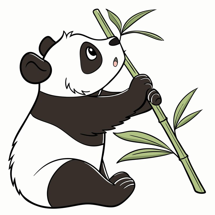 Vector silhouet van de panda-vector op een geïsoleerde witte achtergrond