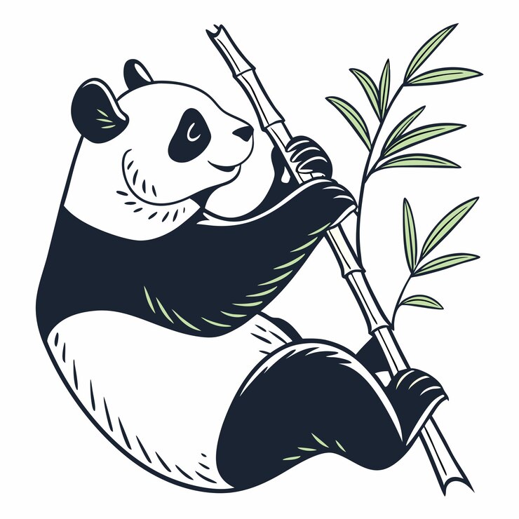 Vector silhouet van de panda-vector op een geïsoleerde witte achtergrond