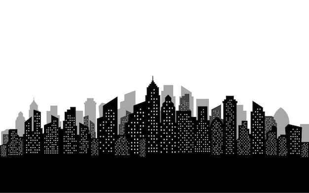 Vector silhouet van de skyline van de stad weergave achtergrond