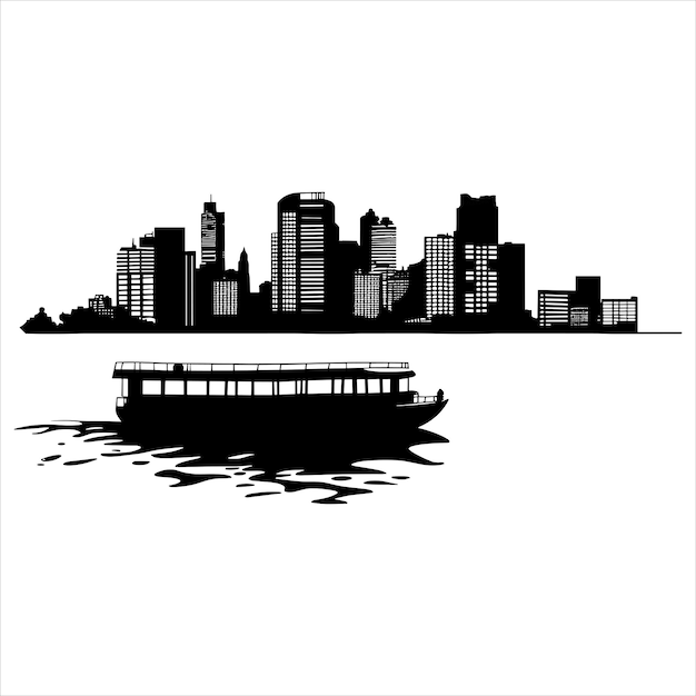 Silhouet van de stad Dhaka op een witte achtergrond