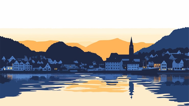 Vector silhouet van de stad egersund bij sunset view