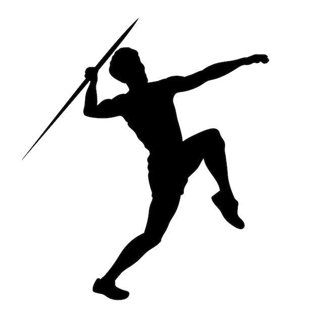 silhouet van een atleet die een speer vectorillustratie gooit