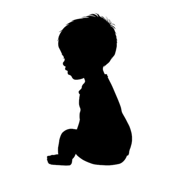 Vector silhouet van een baby op een witte achtergrond