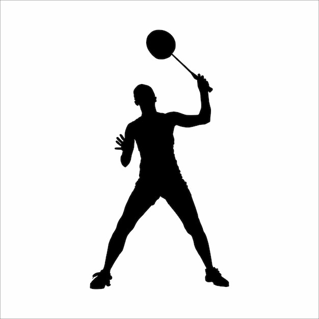 Silhouet van een badmintonspeler