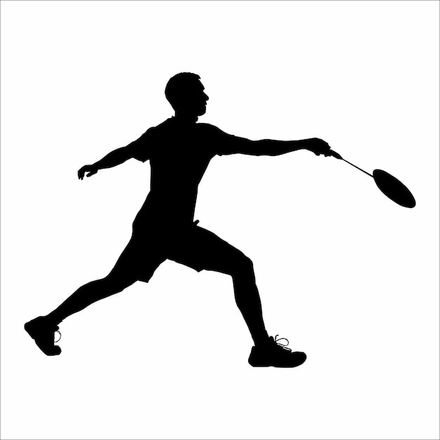 Silhouet van een badmintonspeler