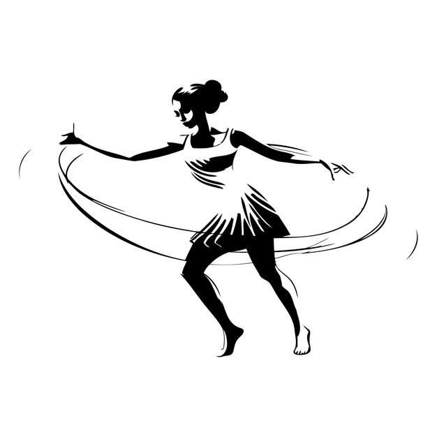 Vector silhouet van een ballerina op witte achtergrond vector illustratie