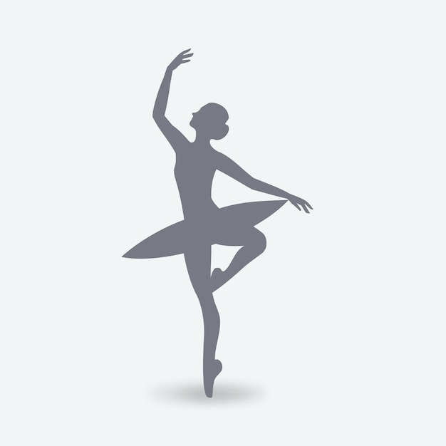 Vector silhouet van een balletdanser op een witte achtergrond