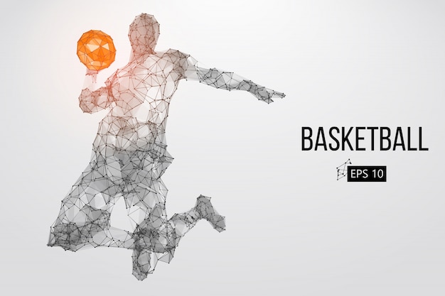 Silhouet van een basketbalspeler. vector illustratie