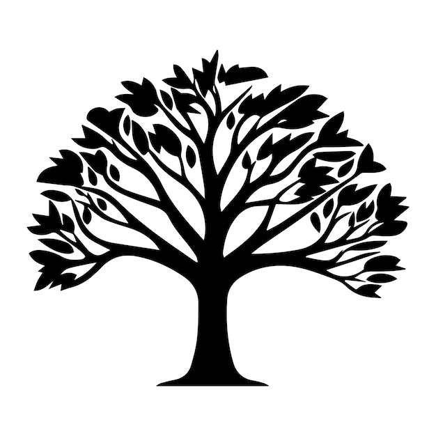 Silhouet van een boom geïsoleerd op een witte achtergrond Vectorillustratie voor uw ontwerp