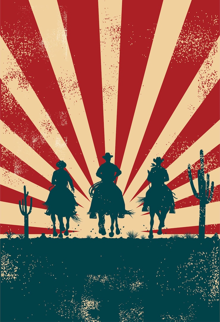Vector silhouet van een cowboys die paarden berijden