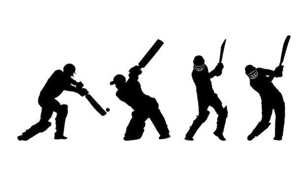 Vector silhouet van een cricketspeler