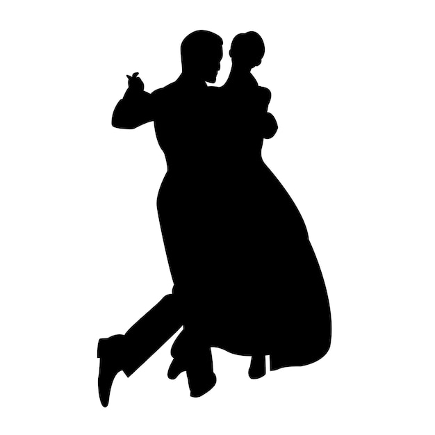 Vector silhouet van een dansend paar man en vrouw tango dansen vectorillustratie geïsoleerd op een witte background