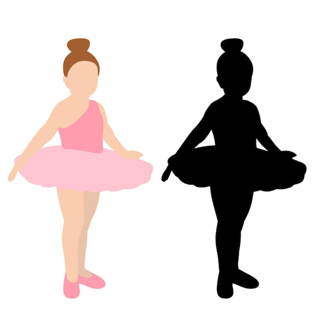 Silhouet van een dansende kinderballerina