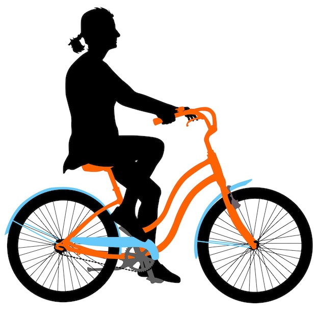 Silhouet van een fietser meisje vectorillustratie