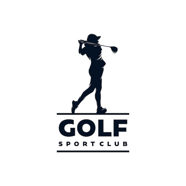 Vector silhouet van een golfspeler logo ontwerp sjabloon