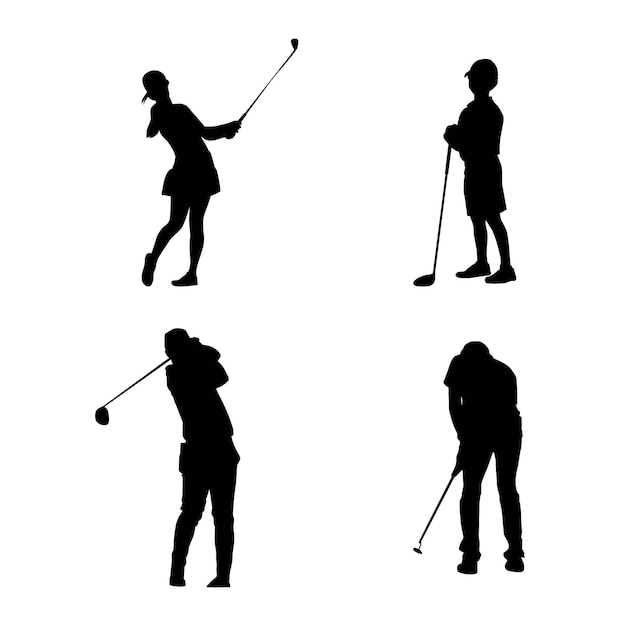 Silhouet van een golfspeler vectorillustratie