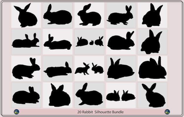 Vector silhouet van een konijn, konijn silhouet bundel ontwerp vector