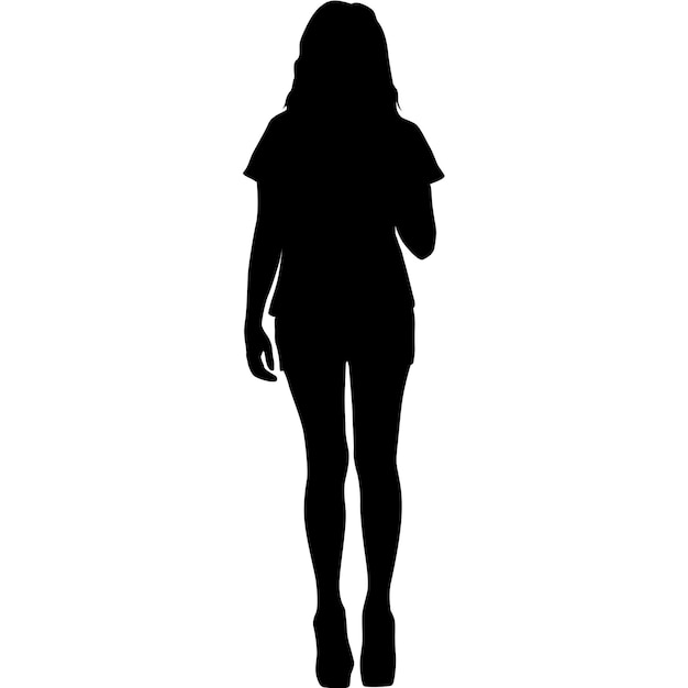 Silhouet van een lopend meisje op een witte achtergrond