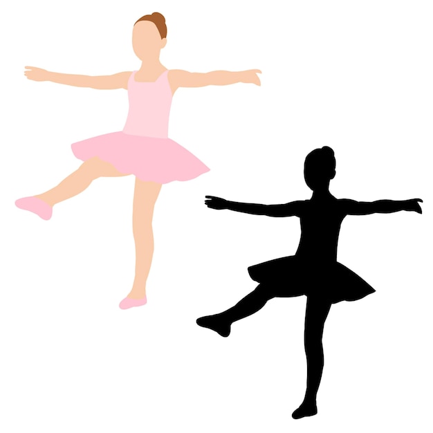 Silhouet van een meisje kind ballerina dansen