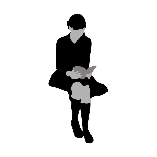 Silhouet van een mooie vrouw die boeken leest