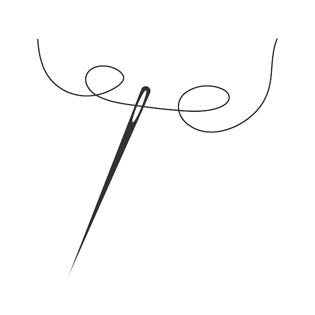 Silhouet van een naald met een draad vectorillustratie