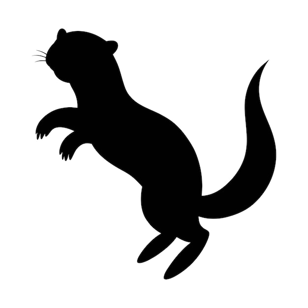 Vector silhouet van een otter op wit