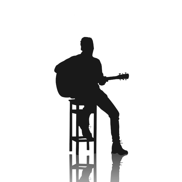 silhouet van een persoon die gitaar speelt, gitarist, zanger en muzikant die gitaar speelt