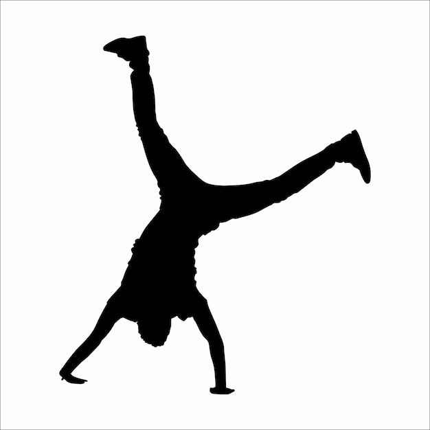 Silhouet van een persoon die salto's maakt in een vrije stijl