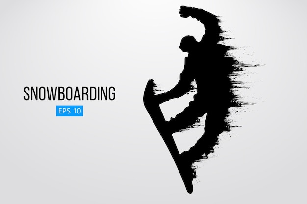 Silhouet van een snowboarder