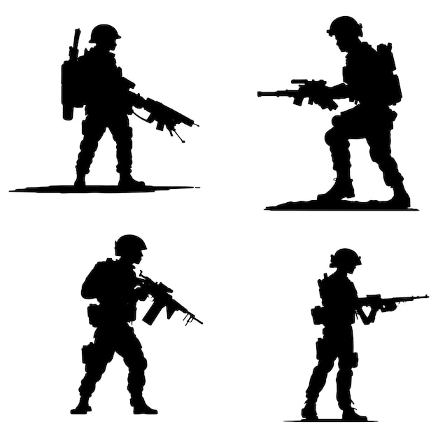 silhouet van een soldaat Soldaat vector silhouet Special Force vector silhouet