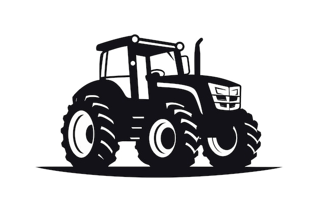 silhouet van een tractor illustratie vector met zwarte oude tractor op witte achtergrond