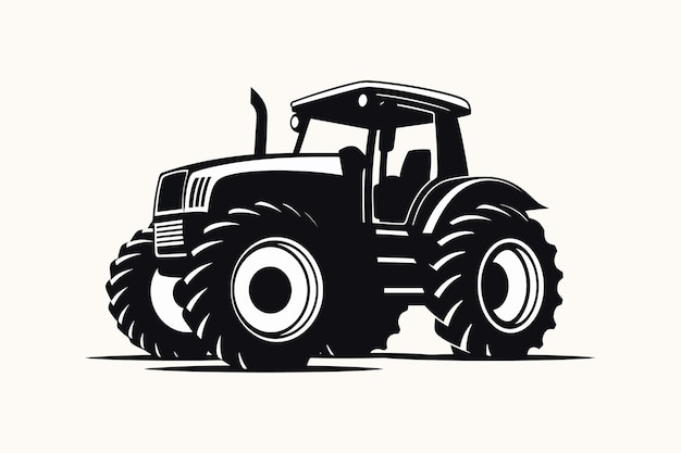 silhouet van een tractor illustratie vector met zwarte oude tractor op witte achtergrond